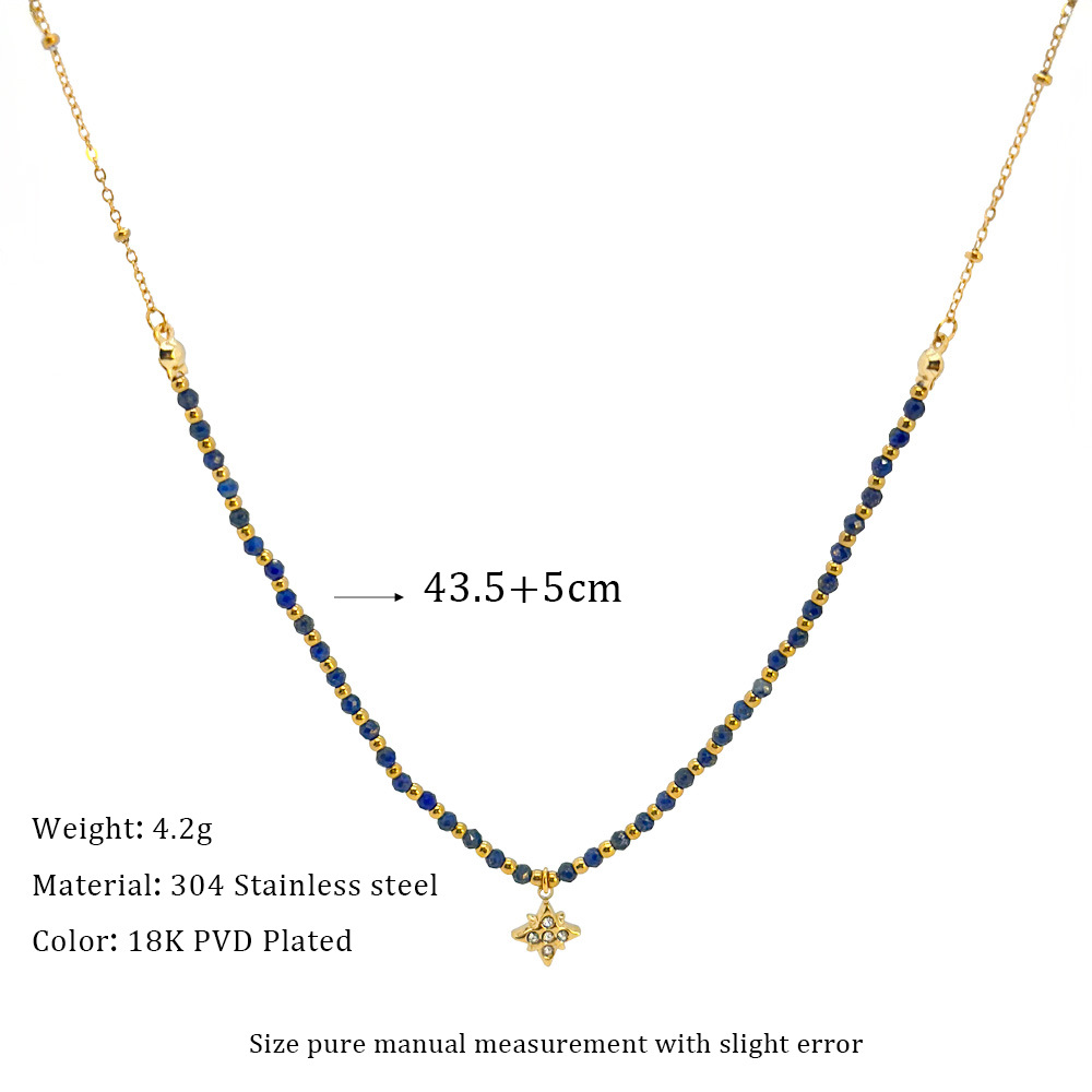 Necklace Classification Retro Geometric 304 Stainless Steel Lapis Lazuli Necklace In Bulk