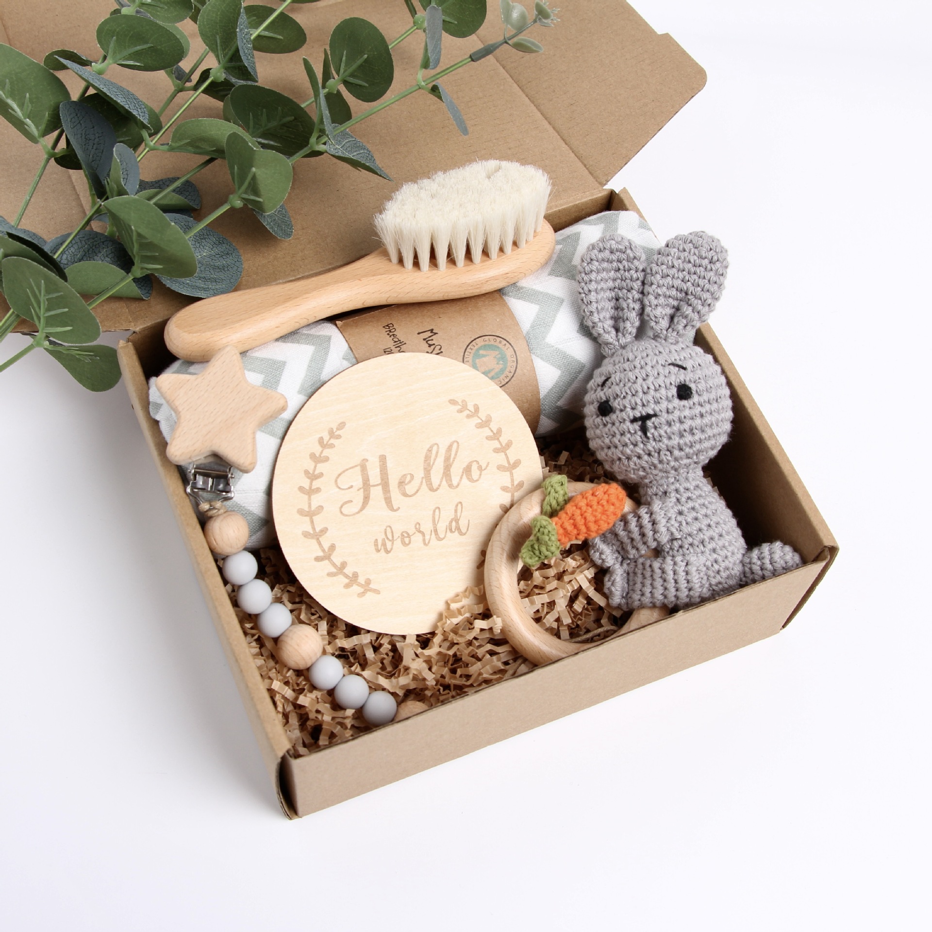 Caja de regalo de renos de Navidad caliente transfronteriza Baby Shower Gift Set de juguete de madera Panda image 7