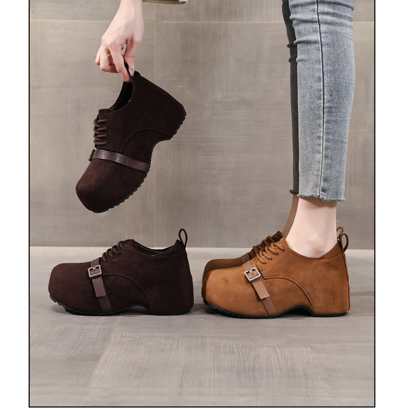 Giày lười nữ Birkenstock đế xuồng dày nâng chiều cao, đế mềm mùa thu — con lạc đà chi tiết 17