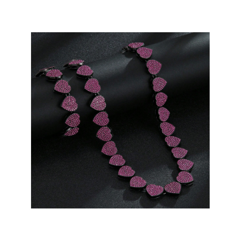 Collana a cuore cuban link con strass stile hip hop unisex_voghion.com