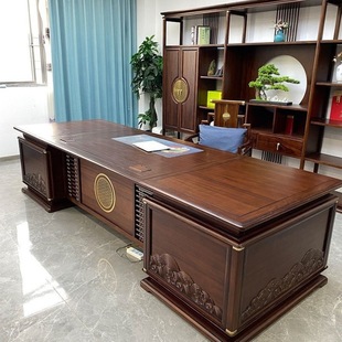 New Chinese-style Solid Wood Boss Desk Ebony Wood Daban Desk Manager Chairman Office Furniture Combination Foshan