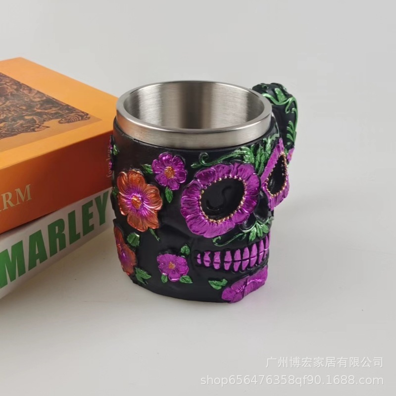 Comercio exterior de acero inoxidable cráneo copa de vino personalidad retro Ghost Head cerveza Copa Halloween horror copa de vino adornos