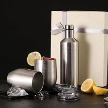 红酒瓶保温杯套装外贸真空杯双层不锈钢保温瓶现货制作logo三件套