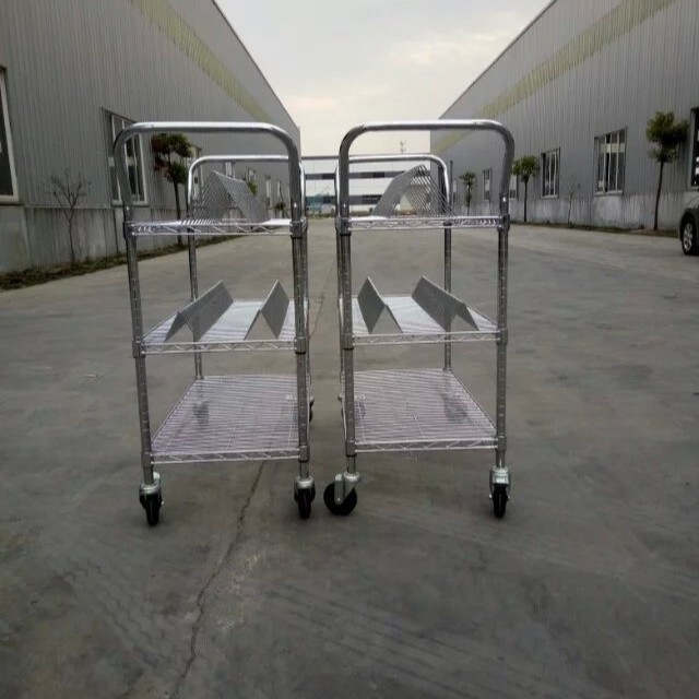 厂家供应SMT物料车铁丝置物架不锈钢物流车防静电物流周转设备