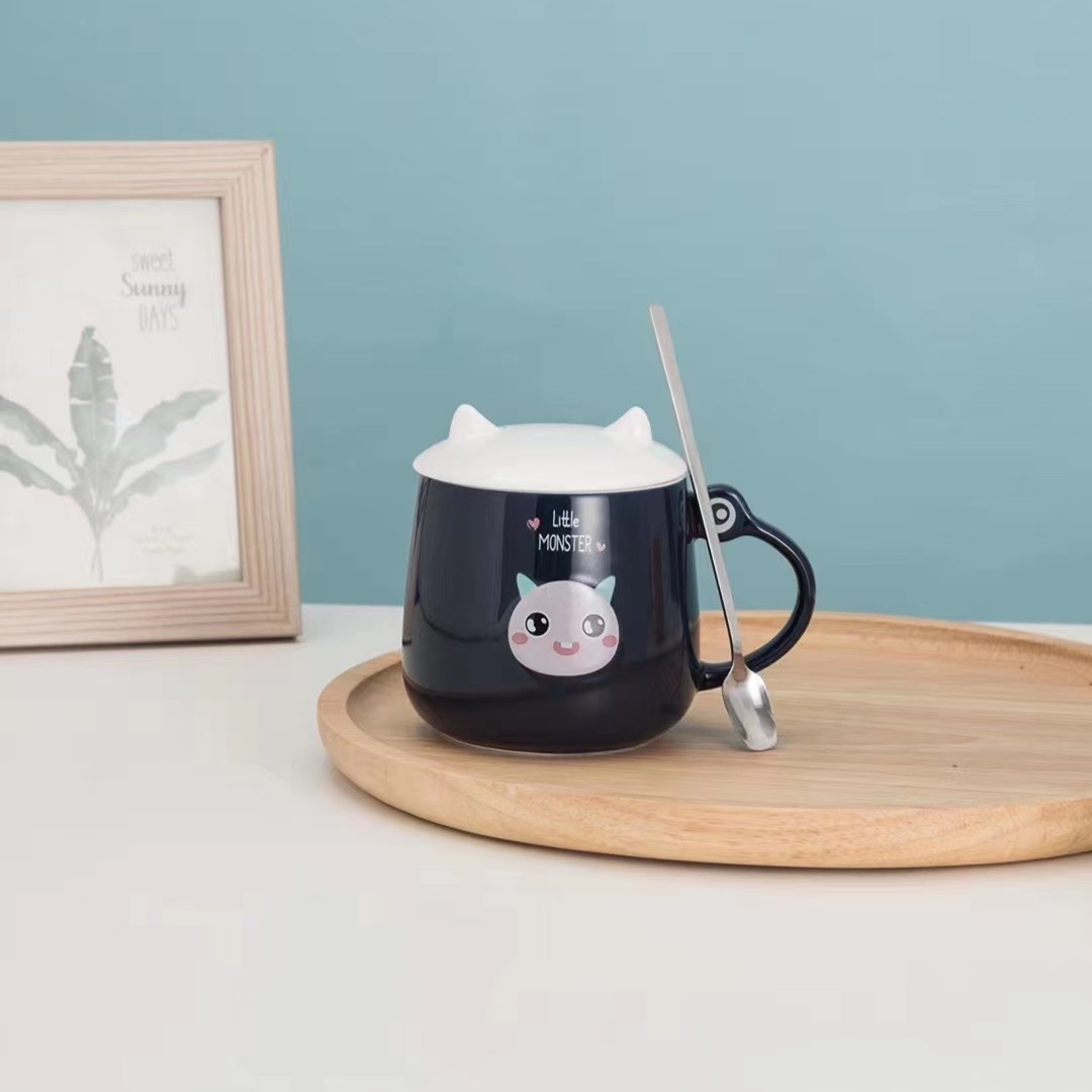 Creativo de dibujos animados monstruo lindo regalo de cerámica taza de café taza de consumición personalizada Oficina taza de color caramelo