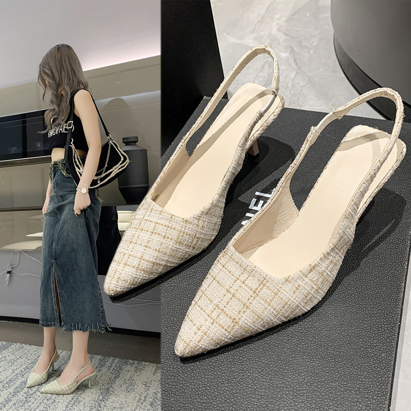 French Style High-Heeled Toe-Toe Sandals for Women 2025 New Summer Stiletto Pointed Toe Slip-On Shoes for Women