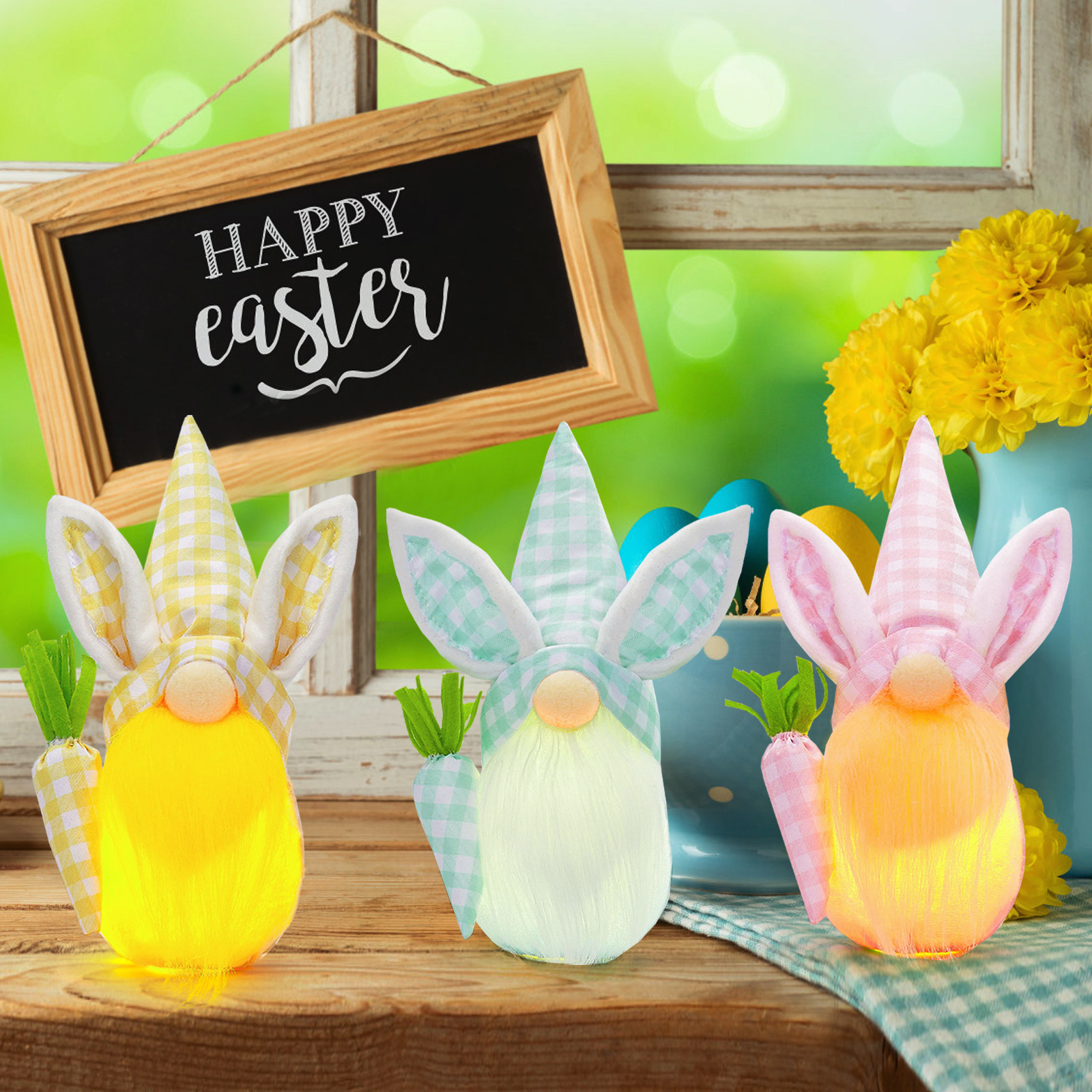 Nueva muñeca de conejo de Pascua luminosa muñeca sin rostro decoración lindo enano decoración de vacaciones suministros al por mayor