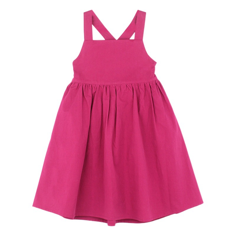 Gera ropa para niños vestido de tirantes para niñas 2024 Verano nuevos niños de estilo coreano vestido de tirantes de algodón fino de color sólido