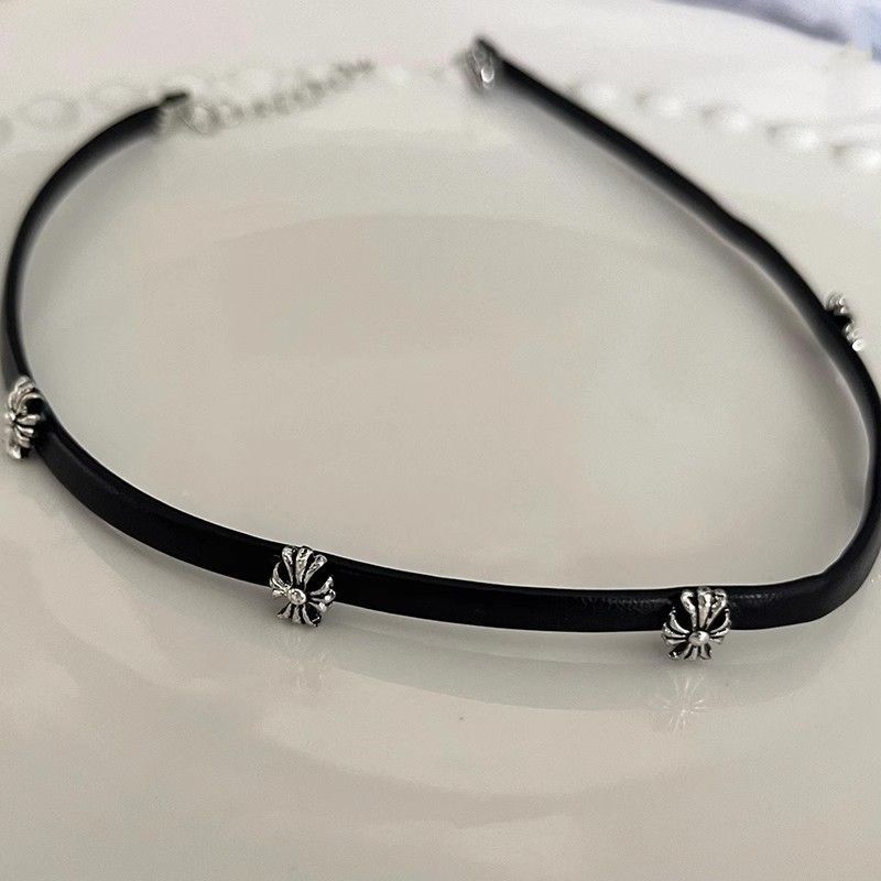 Casual punk cuero negro cruce collar choker nicho diseño dulce cool collar para mujeres minimalistas cool