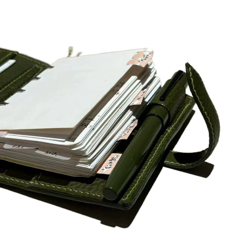 Olive green loose-leaf handbook notepad schedule plan diary small book portable pocket book thickened