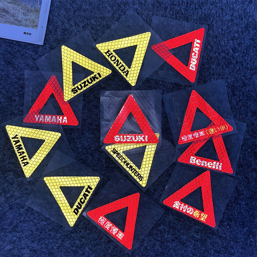 Electric Motorcycle Side Box Exclamation Mark Triangle Safety Warning Sticker Diamond-Grade Strong Reflective Patch Car Sticker