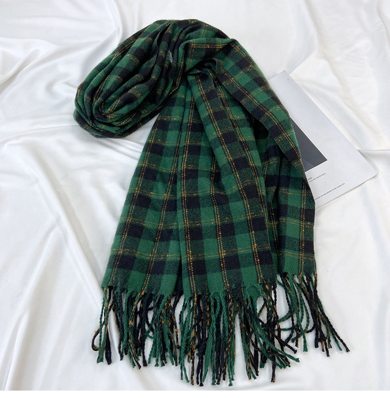 Sciarpa a quadri donna sciarpa con frange calda autunno inverno_voghion.com