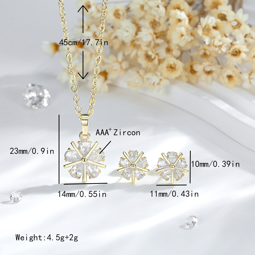 Joyas de moda transfronterizas para damas colgante de flores pernos de zircón de cobre 14K oro o joyas