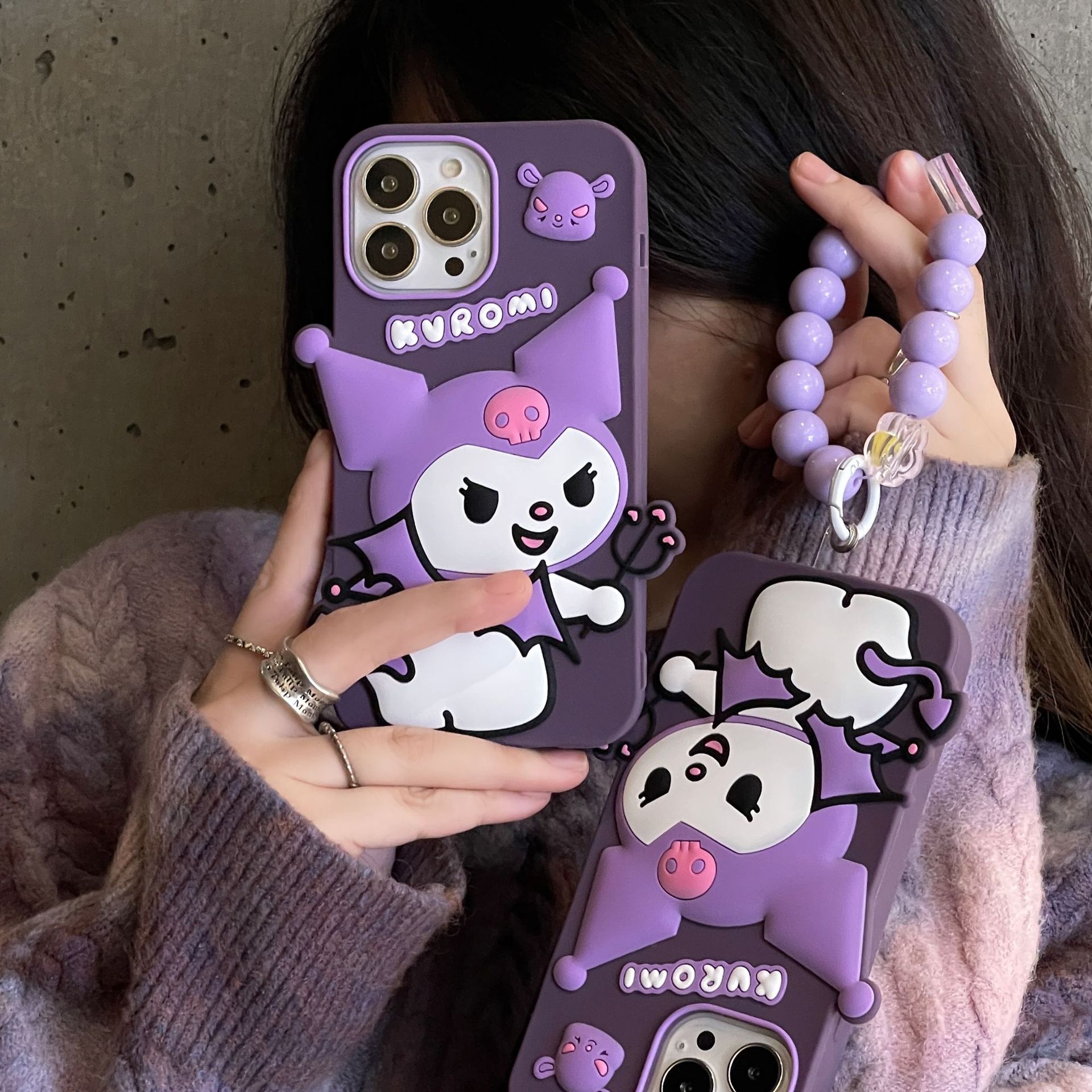Dark Purple Kuromi iPhone Case Image 1