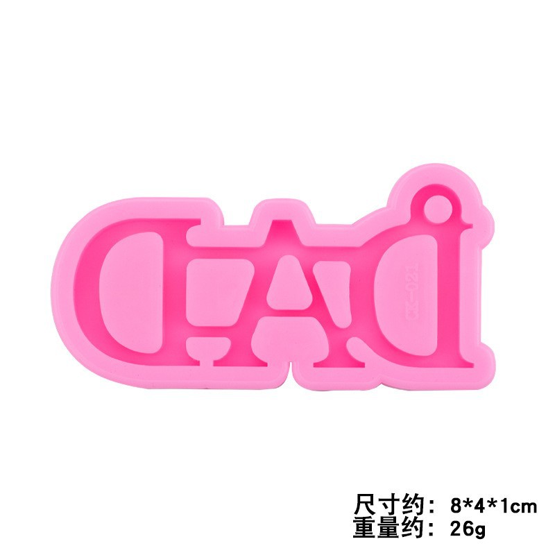 Marca DAD letra llavero colgante espejo molde de silicona MOM molde de resina de epoxi de cristal creativo