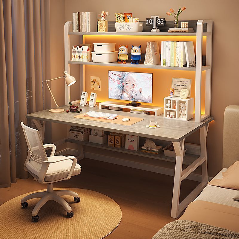 Computer Desk, Home Office Desk, Bedroom Student Desk, Bookshelf with Storage, Simple Storage Rack, Study Desk, Table