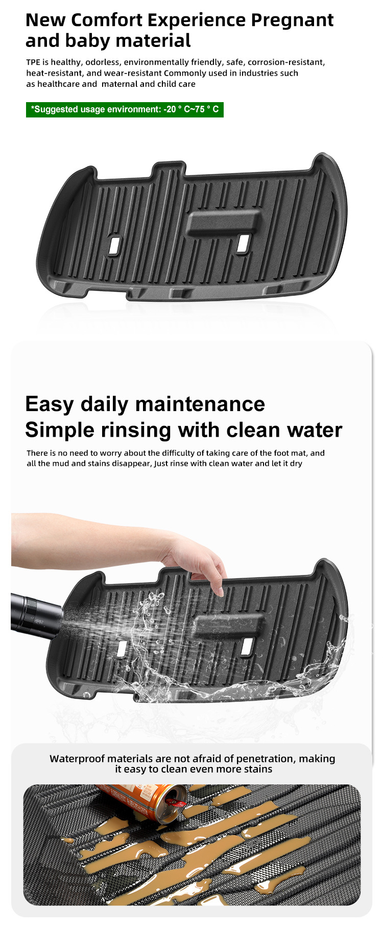 Suitable for Toyota Series Car Trunk Mats Tpe Rear Bucket Mats Fully Environmentally Friendly Trunk Mats Backrest Mats Cross-Border