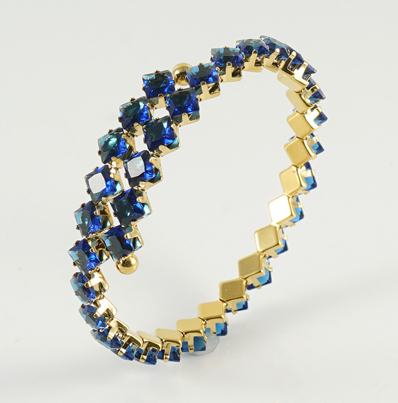 Bangle Classification 304 Stainless Steel Chain Material 1 Piece Quantity Fashion Rhombus Stainless Steel Inlay Zircon Bangle 1 Piece