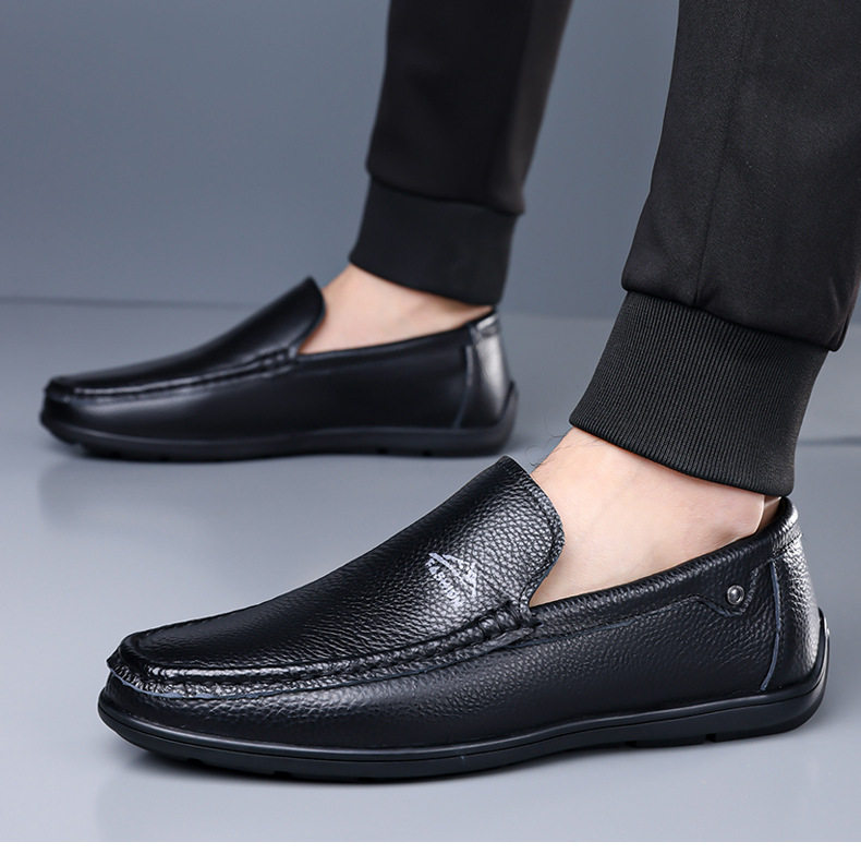 Giày lười nam da thật xỏ chân tiện lợi, thoáng khí khoét lỗ, đế bằng gót 2 cm — Giày bệt Q6121 màu đen, Q6121 giày bệt màu nâu, Q6121 giày bệt màu trắng, Q6121-2 khoét rỗng màu trắng chi tiết 21