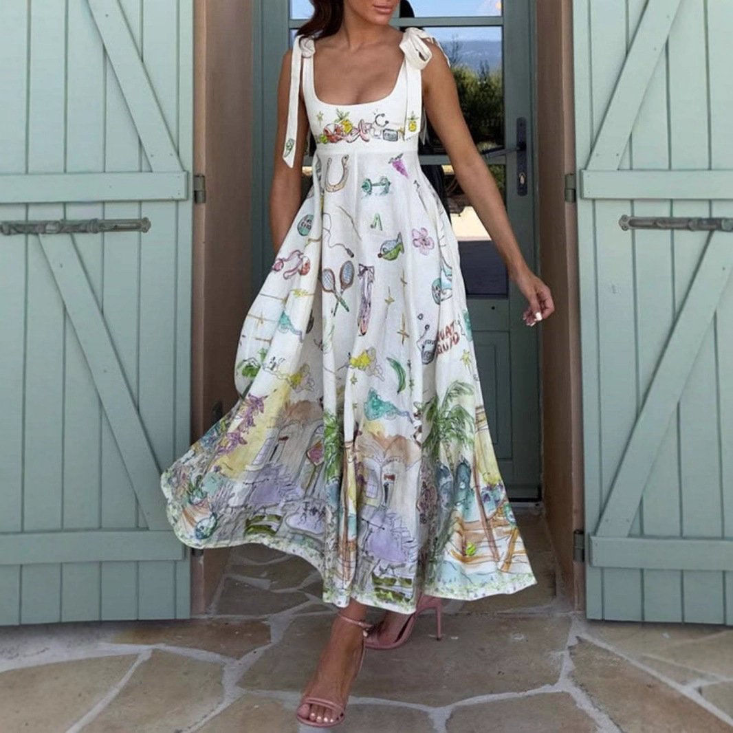 Women's Clothing Women's Fashion Printed Sundress Midi Skirt Style Vacation Wear Spring Summer For Formal & Casual For Women_ecoleips.com