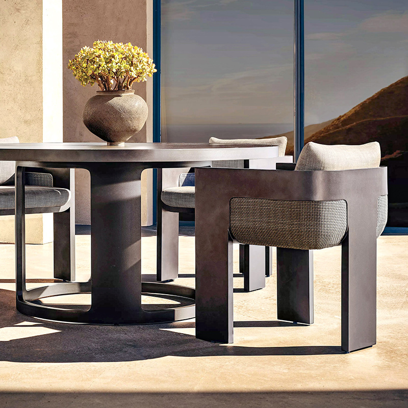 Mesa y sillas de teca al aire libre patio jardín terraza muebles de ocio hotel villa balcón impermeable tabla de madera maciza