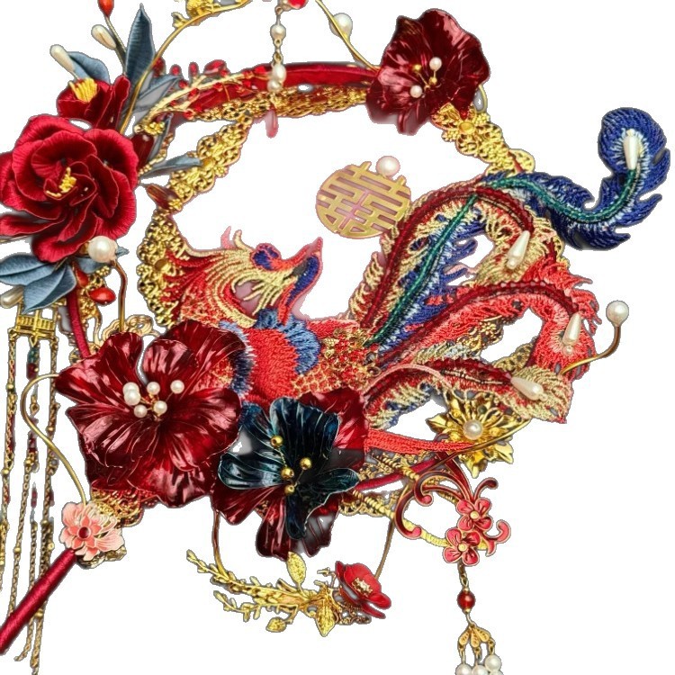 成品缠花花非小众遗缠轻奢结婚闺蜜diy团扇结婚礼物刺绣团扇团扇|undefined