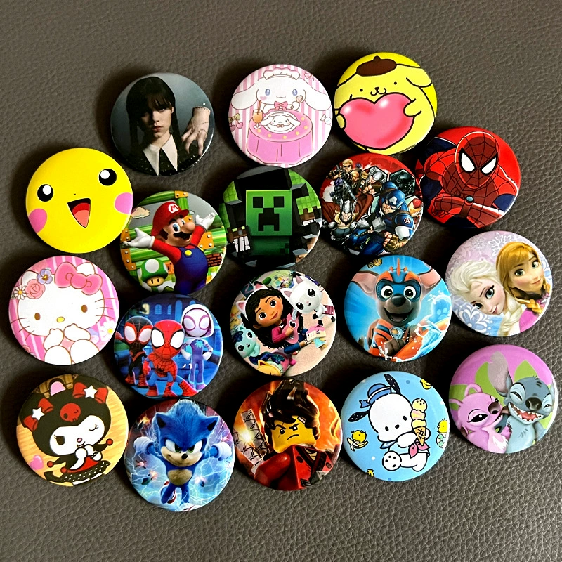 Металлический значок с персонажами мультфильмов: Мой мир, Стич, Пикачу, Санрио, Клинок, Который рассекает демонов, KPOP