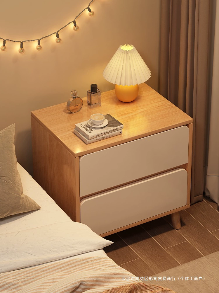 Прикроватная тумбочка, маленький простой современный боковой шкаф для дома, спальни, простой шкаф для хранения из цельного дерева, стеллаж для хранения в аренду