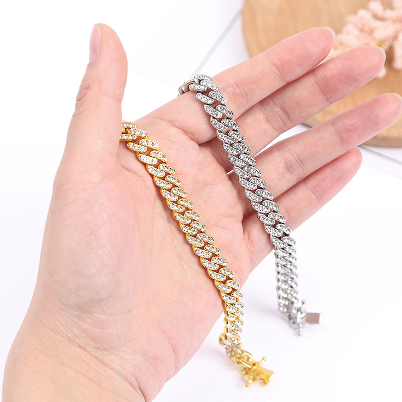 9mm Single Row Diamond Hip Hop Cuban Necklace for Men with Design Sense 2022 New INS Style Versatile Bracelet_voghion.com