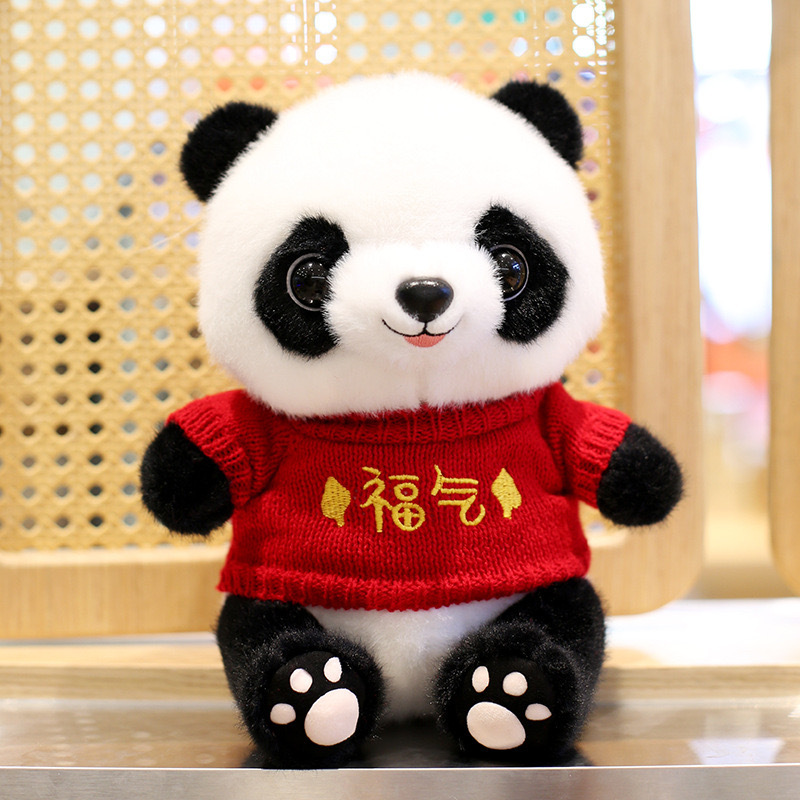 Disfraz encantador panda muñeca juguetes de peluche base panda recuerdos simulación tesoro nacional panda gigante puede agregar logotipo