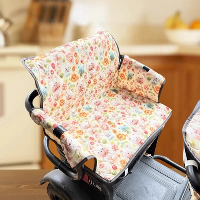 Yadi Electric Tricycle Emma Backrest Cushion Integrated Anti-Leakage Windproof Protective Enclosure Cushion Cover Universal (Electric car cushion) - water-resistant-brown-bear-45cm-length-30cm-white