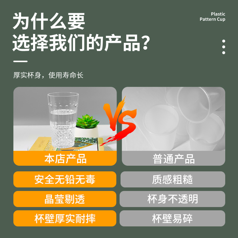 Cruz-Frontera de diamante caliente taza de té de jugo transparente taza de cerveza de plástico transparente resistente a la rotura