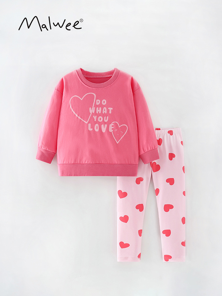 En stock malwee niñas traje de otoño nuevos niños europeos y americanos casual de manga larga ropa para niños de dos piezas