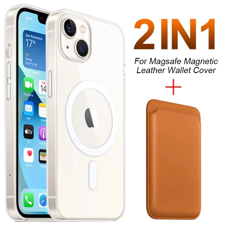 Apple 17ProMax対応 iPhone16用ケース マグネット式 透明 MagSafe対応 レザーPU 磁気カードホルダー|undefined