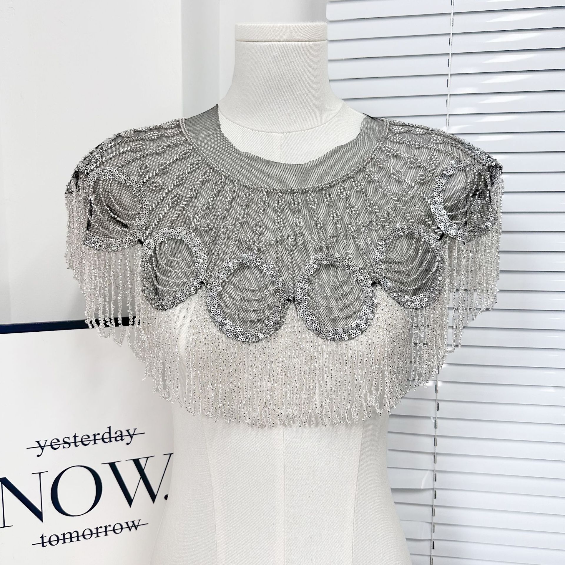 H8079 블랙 메쉬 실버 비즈