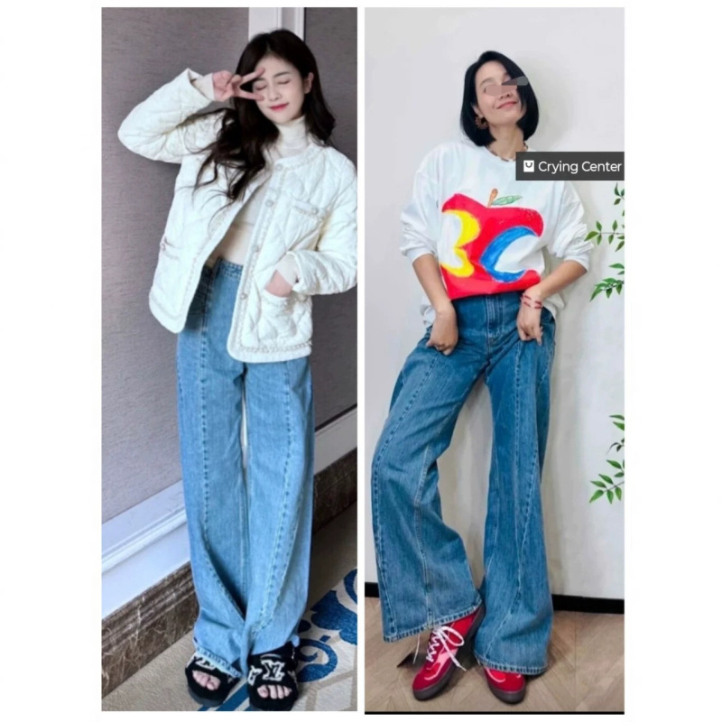 Mm6-Jeans Maion m Margiela Micro-Flared Deconstructed Clean Solid Color High-Waisted Wide-Leg 68302 Nanyou Style Mm6-Jeans Maion m Margiela Micro-Flared Deconstructed Clean Solid Color High-Waisted Wide-Leg 68302 Nanyou Style
