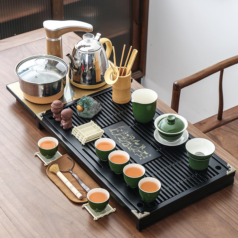 茶器セット家庭用全自動セット工夫茶杯紫砂茶道オフィス一体茶台実木茶盤|undefined