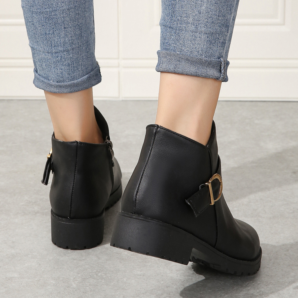 Women's Ankle Boots With Thick Heel And Side Zipper For Autumn_voghion.com