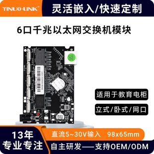 Промышленный модульный коммутатор 6-портовый Full Gigabit, неуправляемый, plug-and-play, материнская плата коммутатора, широкий диапазон напряжения 9–35В