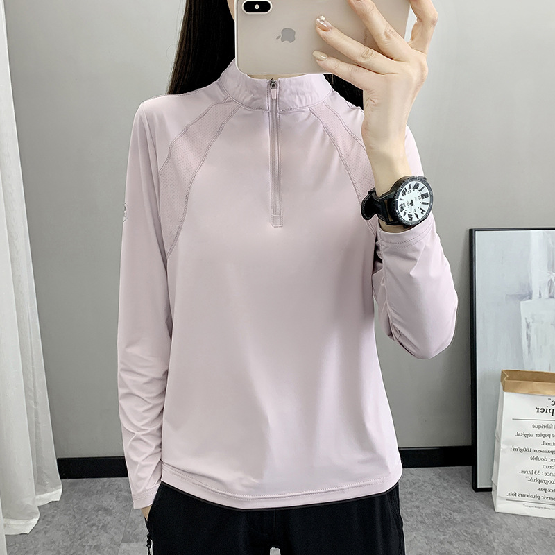 2603 Quick-drying Clothes Women's Spring and Autumn Outdoor Sports Leisure Running Top Vertical Collar Slim-fit Long-sleeved Base Shirt T-shirt