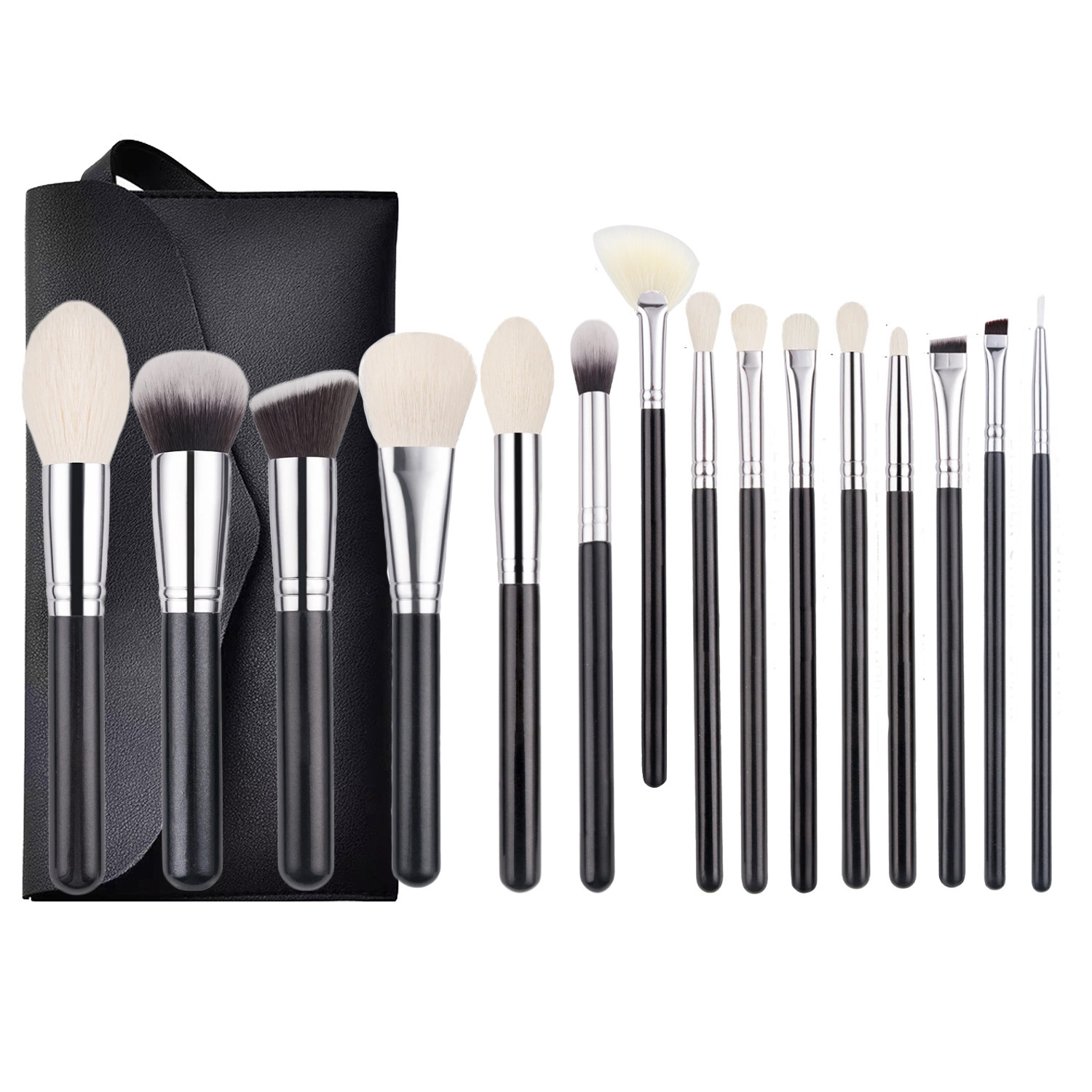 15 cepillos de maquillaje + bolsos de cepillo