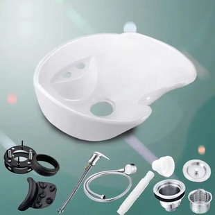Cross-Border Exclusive Shampoo Bed Ceramic Basin Set for Barber Shops and Hair Salons, Salon Flushing Bed Accessories, Factory Direct Sales
