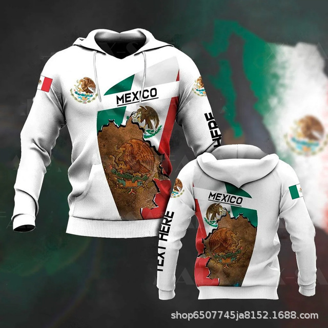 Latin American Cross-Border New Mexican Spring and Autum Sweatshirt 3D Printed Pullover Sports Hoodie Export Supply Wholesale Latin American Cross-Border New Mexican Spring and Autum Sweatshirt 3D Printed Pullover Sports Hoodie Export Supply Wholesale
