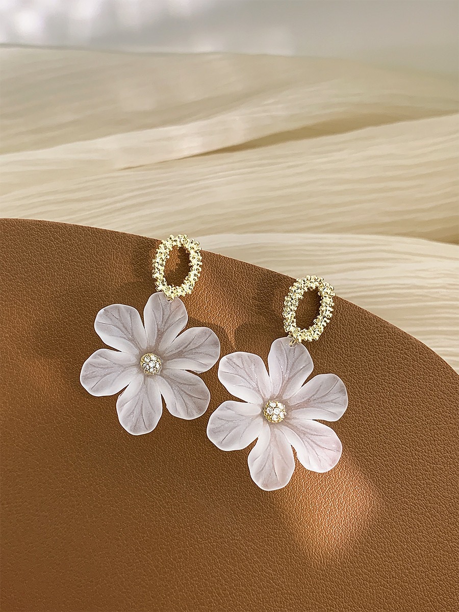 6g Weight Artificial Gemstones Inlay Material Sweet Water Droplets Heart Shape Alloy Tassel Plating Inlay Artificial Gemstones Women's Hoop Earrings Drop Earrings