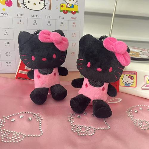 Cartoon animation blackpink same black pink love buckle overalls KT cat keychain pendant decoration wholesale