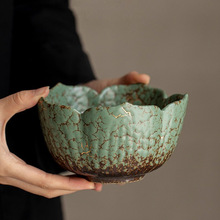 岩生釉陶瓷莲花茶洗茶渣缸建水大号高端废水缸水盂桌面干泡茶盂配