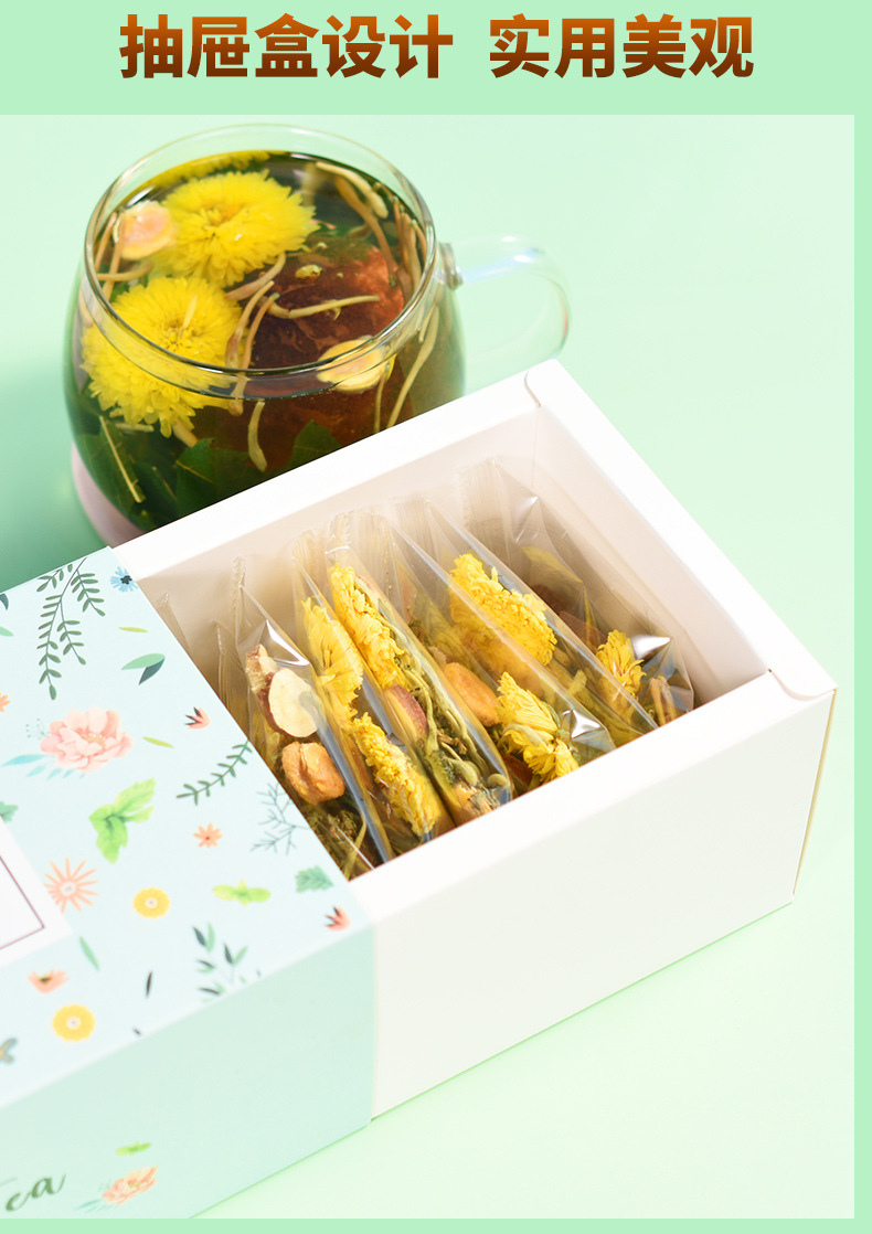Pang Da Hai Chrysanthemum Tea Bags 7-Ingredient Clearing Blend with Luo Han Guo 12 Bags 84g quality and texture