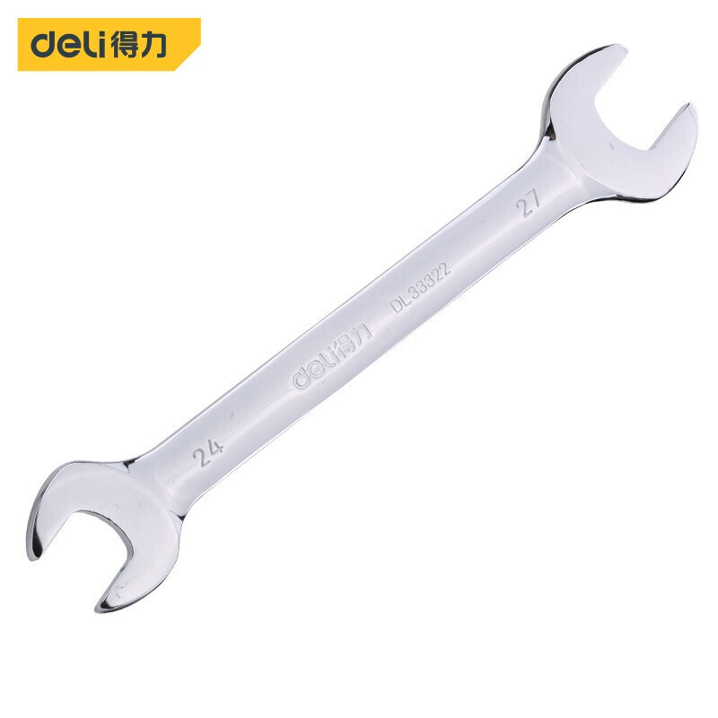 得力工具DL33331 开口扳手铬钒钢加厚双头呆板手两用双开扳手