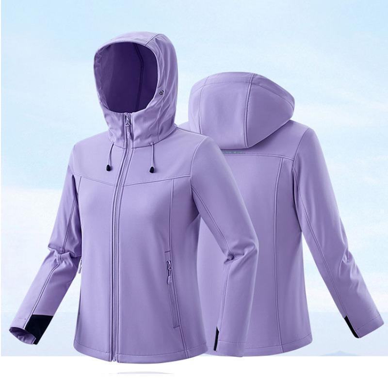 Outdoor Soft Shell Jacket Windproof and Waterproof Warm Jacket Pure Color Cardigan Hooded Mountaineering Fishing Clothing Can Be Purchased with Logo Printed
