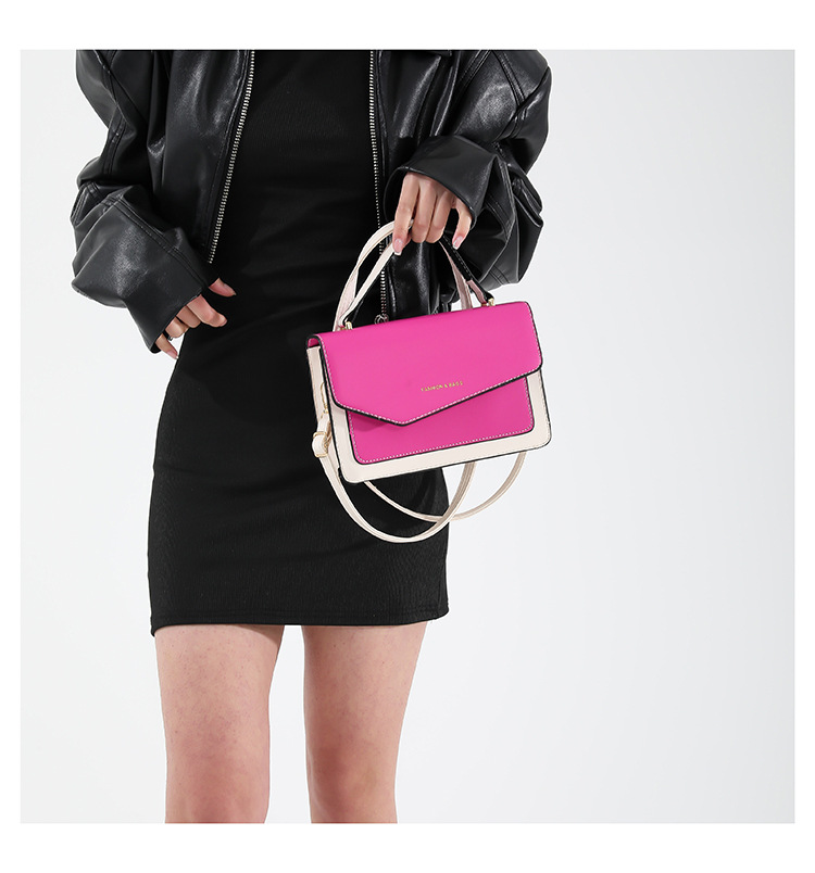 Women's Medium Pu Leather Color Block Streetwear Square Flip Cover Crossbody Bag display picture 6